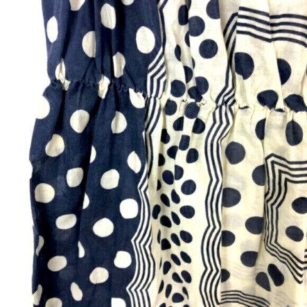 Lucky Brand | Women's Blue & Cream Short Sleeves Babydoll Top Size Medium - Picture 5 of 6
